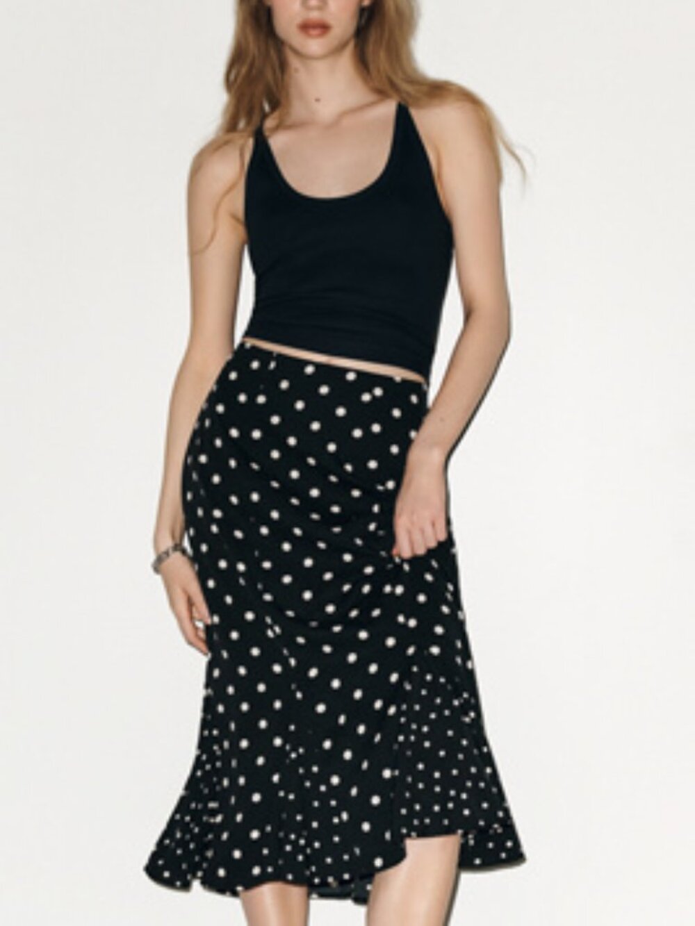 Maeve Black and White Polka Dot skirt